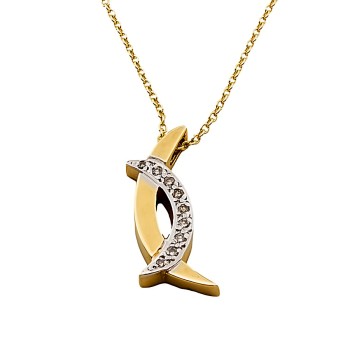 9ct Gold Diamond Pendant with Chain